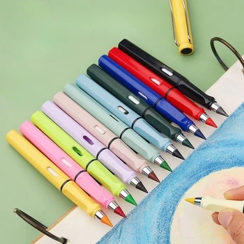 12 шт. / компл. Перо И 1 шт. карандаш, Красочный эскиз карандаша Eternity, Неограниченное количество карандашей для письма, Стираемые школьные принадлежности