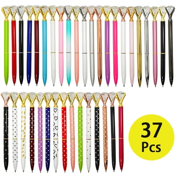 37шт Роликовая ручка Шариковые ручки Металлическая ручка Шариковая ручка Роликовая шариковая ручка Шариковая ручка Алмазная ручка многоцветная