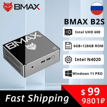 BMAX Mini PC B2S Windows 11 Pro 6 ГБ ОЗУ 128 ГБ ПЗУ N4020 Микро Настольный Компьютер Двухдиапазонный WiFi USB 3,0 HDMI VGA мини-ПК