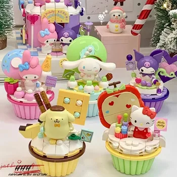 Sanrio Строительные Блоки Hello Kitty My Melody Cinnamoroll Помпомпурин Куроми Форма Торта Мини Кирпичи Фигурки Для Рождественского Подарка