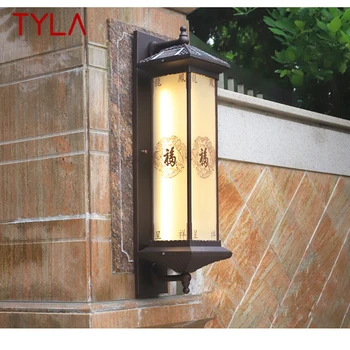 TYLA Солнечный настенный светильник для творчества на открытом воздухе, китайское бра, светодиодный водонепроницаемый IP65 для дома, крыльца виллы, двора