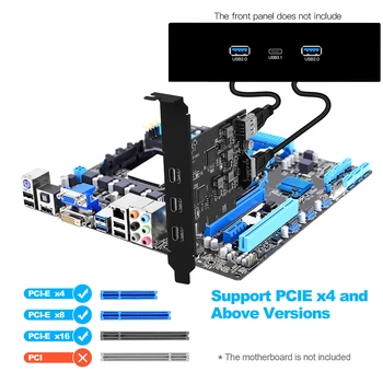 Адаптер карты расширения PCI-E к USB3.2 PCI Express 20 Гбит/с PCI-e к USB 3.2 Type C для Mac OS/Linux/Windows7/8/10