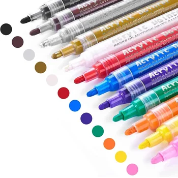 Акриловые ручки для рисования, 12 цветов, набор маркеров для рисования водонепроницаемой краской для наскальной живописи, поделок своими руками, керамики, стекла, холста