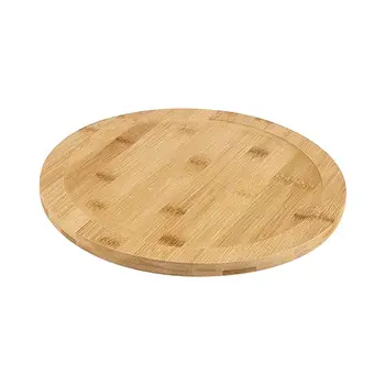 Деревянная круглая вращающаяся тарелка, Вращающаяся доска, Многоцелевая доска для подачи пиццы, Вращающийся деревянный поднос для кладовой, Кухонная столешница
