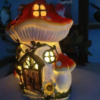 Креативный солнечный светодиодный грибной домик из смолы, комнатные ботинки с ананасом, керамический ежик для водонепроницаемого украшения газона на открытом воздухе