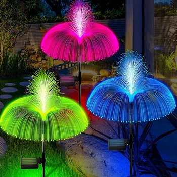 Лампа для газона на солнечной энергии, открытый Сад, 7 цветов, светодиодные фонари в виде медуз, водонепроницаемые цветочные лампы для украшения двора, дорожки, патио