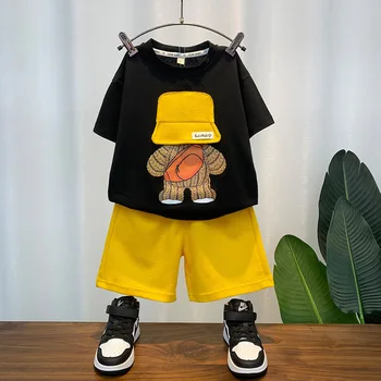 Летний костюм для мальчика, детская летняя одежда, новинка 2023 года, классная красивая одежда для маленьких мальчиков, модный комплект из двух предметов с короткими рукавами