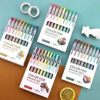 Набор гелевых ручек с выдвижными цветными чернилами, 9 шт, Быстросохнущие фирменные гелевые ручки Morandi Color Smooth Writing