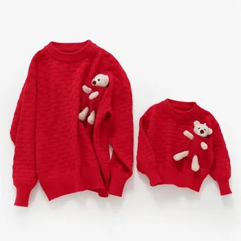 Новогодние свитера для семьи, подходящие для мамы и дочки, Рождественский вязаный топ, зимняя одежда для папы и сына, вязаный джемпер для мальчика и девочки