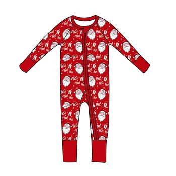 Новый дизайн рождественского комбинезона для мальчиков и маленьких девочек, детская одежда, брюки с длинным рукавом из молочного шелка с рисунком Санта-Клауса