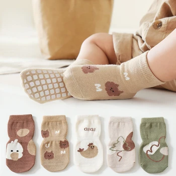 Противоскользящие детские носки на лодыжках с мультяшными напольными носками для девочек и мальчиков, носки для младенцев, Носки для малышей, аксессуары для детей 0-5 лет