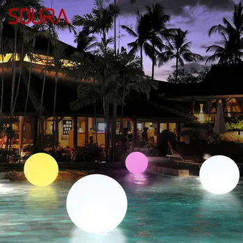 Современный ландшафтный светильник с плавающим шаром SOURA, креативный светильник для бассейна на открытом воздухе, светодиодный пульт дистанционного управления, водонепроницаемый IP65 для сада отеля