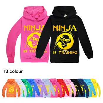 Толстовки Ninja Kidz для мальчиков, футболки, хлопковая весенняя одежда для мальчиков, рубашки для девочек-подростков, аниме-косплей, Розовая рубашка, топ с капюшоном для маленьких детей