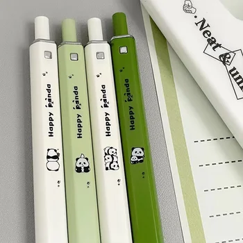 Четыре квадратных держателя для ручек в стиле милой панды, студенты используют черную нейтральную ручку для офиса