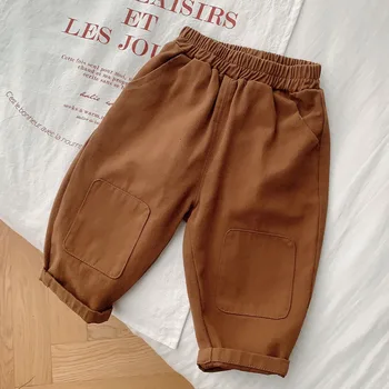 Штаны для маленьких мальчиков, хлопковая однотонная весенне-осенняя детская одежда, повседневные детские брюки, бесплатная доставка