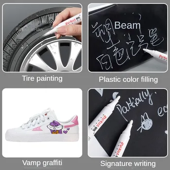 1 шт. для металла Белый маркер Маслянистая водонепроницаемая пластиковая гелевая ручка для письма, рисования граффити, канцелярский блокнот
