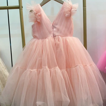 Летнее платье для девочек, новое балетное платье с летящими рукавами для девочек, модное элегантное сетчатое платье принцессы, платье для выступлений на день рождения