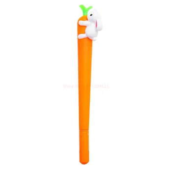 5шт Милый Кролик, Держащий Морковную Нейтральную ручку, Декомпрессионная ручка Мультяшной формы, Канцелярские принадлежности для студентов, Тестовая ручка для подписи, Черный