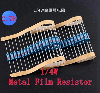 (100шт) 2R7 2,7 R Ом 1/4 Вт металлический пленочный резистор 2R7 2,7 R Ом 0,25 Вт 1% ROHS