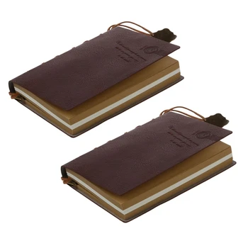 2 изящных классических блокнота в винтажном кожаном переплете с чистыми страницами для дневника