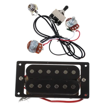 2шт черных звукоснимателей для электрогитары с двойной катушкой Humbucker + винт рамы и 1 комплект жгута проводов для гитары с предварительно подключенными двумя звукоснимателями