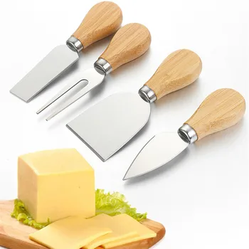 4 шт./компл. Ножи для сыра из нержавеющей стали, Резак для сыра с дубовой ручкой, Доска для сыра, Лопатка для масла, Кухонные инструменты для сыра