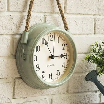 8-дюймовые настенные часы из пеньковой веревки в стиле кантри в американском стиле, изысканные Железные часы для гостиной, спальни, Влагостойкие кварцевые часы