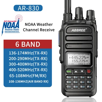 ABBREE AR-830 Air Band 136-520 МГц Полнодиапазонная Беспроводная Рация с частотой копирования NOAA Weather Channel Прием Радиолюбителей Двухстороннее Радио
