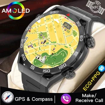 GPS Смарт-Часы Мужские 1,5 Дюйма 454*454 HD разрешение Голосовой Вызов NFC Часы Компас IP68 Водонепроницаемый ЭКГ Смарт-Часы Для Huawei