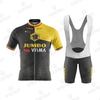 Team Jumbo Visma TDF 2023 Комплект велосипедной майки с коротким рукавом Бельгия Одежда Рубашки для шоссейных велосипедов Костюм MTB Шорты Одежда Ropa Maillot