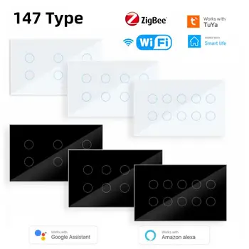 Tuya WIFI/Zigbee Smart Switch 147Type Домашний Настенный Выключатель Панель 6/8/10 Gang App Control Прерыватель Для Smart Life Alexa Google Home