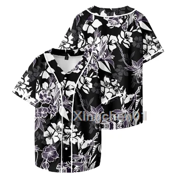 Бейсбольная рубашка с цветочным рисунком, летняя футболка с коротким рукавом, топ унисекс из джерси 2023