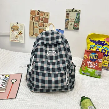 Брезентовый рюкзак Решетчатый рюкзак Harajuku для младших школьников средней школы, рюкзак для японской девочки, школьный рюкзак