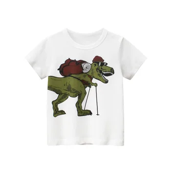 Брендовая детская одежда, футболка с коротким рукавом для мальчиков, летние топы с рисунком динозавра, хлопковая футболка, детская одежда, прямая поставка
