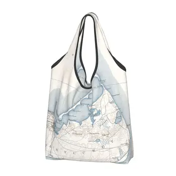 Винтажная карта Нантакета, женская повседневная сумка для покупок через плечо, сумка-тоут большой емкости, портативная сумка для хранения, складные сумки