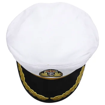 Вышитая праздничная шляпа, косплей Капитана яхты, Шляпы для моряков, Плоские шляпы для лодочников, Пластиковый костюм Ребенка