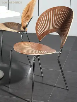 Датский стул в виде ракушки из массива дерева, обеденный стул для кафе, бытовой средневековый легкий роскошный креативный простой современный дизайнерский шезлонг