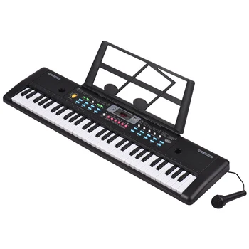 Детское электрическое пианино с 61 клавишей USB с микрофоном, цифровой светодиодный дисплей, Встроенные двойные стереодинамики на 16 тонов, 10 ритмов, 6 демонстрационных песен