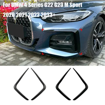 Для BMW 4 серии G22 G23 M Sport Рамки передних фонарей Накладка Гоночная наклейка Решетка радиатора Черный глянец ABS 2020 2021 2022 2023+