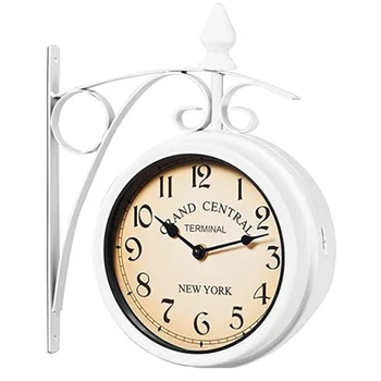 Железные круглые настенные двухсторонние часы с двумя гранями в стиле ретро, настенные часы, круглая люстра, домашний декор