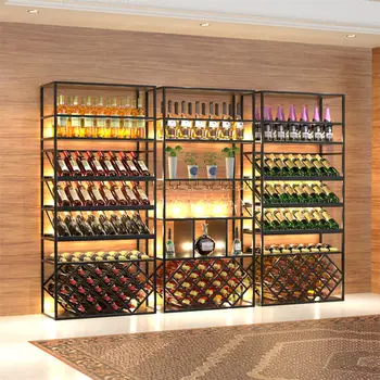 Железный винный шкаф, стеллаж для выставки товаров, Роскошная стена, большой винный погреб, стеклянный винный шкаф