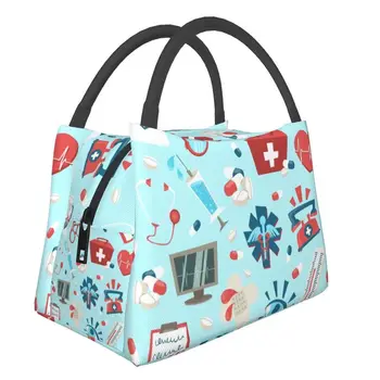Женская сумка-тоут с красочным рисунком медсестры, переносной термоохладитель, коробка для бенто, для кемпинга и путешествий