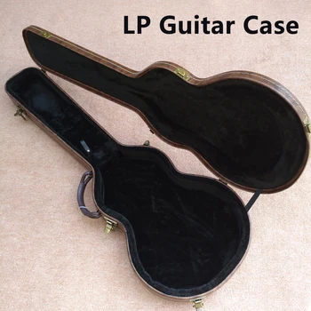 Жесткий чехол для электрогитары LP, коричневая кожа и черная подкладка, бесплатная доставка