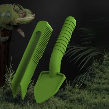 Инструменты для чистки пластиковых ящиков для рептилий, многофункциональный противоскользящий пинцет для ящериц, зеленая лопатка для чистки фекалий домашних животных, паук