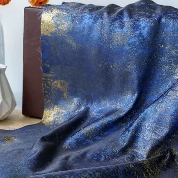 Классическая темно-синяя ткань с позолотой, женская осенне-зимняя обувь и одежда, винтажный топ из цветочной ткани