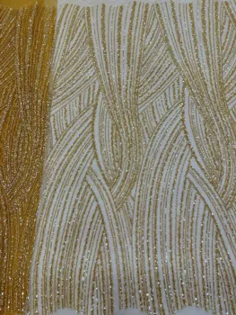 Кружево ручной работы Африканская Французская сетчатая кружевная ткань 2023 Высокого качества с тяжелым бисером для кружевных тканей с нигерийскими пайетками для вечеринки