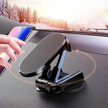Магнитный автомобильный держатель для телефона с возможностью поворота на 360 градусов, магнит, поддержка смартфона GPS, Складной кронштейн для телефона в автомобиле для iPhone Samsung Xiaomi