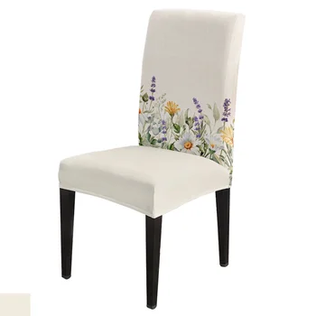Маргаритка, лаванда, цветы эвкалипта, чехол для стула, эластичный чехол для обеденного стула, чехол из спандекса для офисного кресла