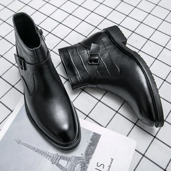 Мужские кожаные водонепроницаемые модельные ботинки 