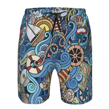 Мужские пляжные шорты, Быстросохнущий мужской плавательный сундук с рисунком колеса морской волны, мужские купальники, Купальник, пляжная одежда, Пляжные шорты для купания